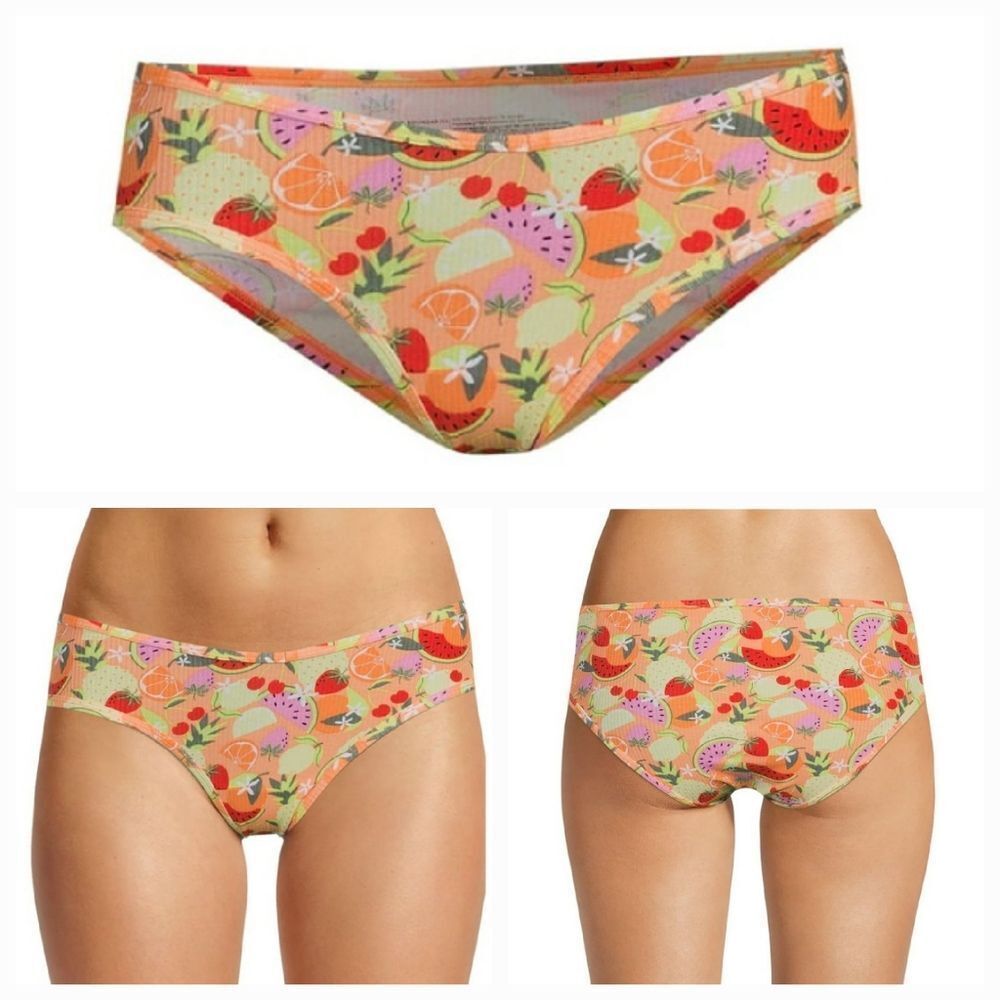 🔺️NWT Peach Fruit Salad Cotton Ribbed Cheeky Bikini Panties Small